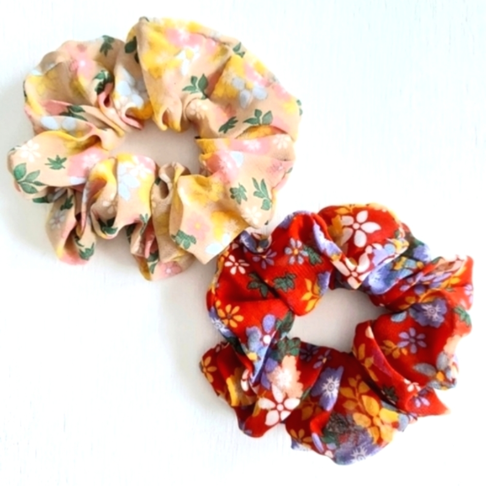2-Pack Floral Chiffon Scrunchies